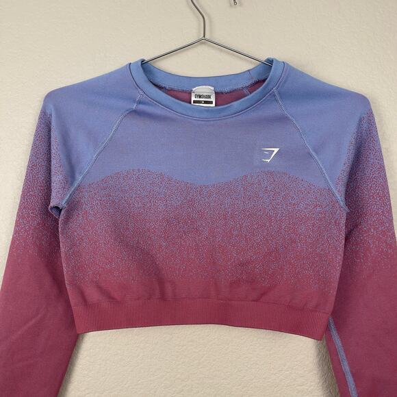 Gymshark Adapt Ombre Seamless Crop Top Pink Blue Size Medium Active Sportswear - Picture 3 of 8